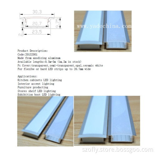 LED Aluminum Profile for Hard or Flexible Strips Lighting